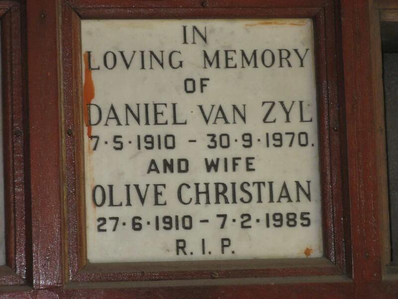 ZYL Daniel, van 1910-1970 & Olive Christian 1910-1985