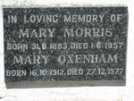 OXENHAM Mary 1912-1977 :: MORRIS Mary 1883-1957