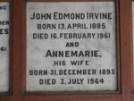 IRVINE John Edmond 1885-1961 & Annemarie 1893-1964
