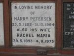 PETERSEN Harry 1893-1964 & Rachel Maria 1893-1975