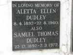 DUDLEY Samuel Thomas 1892-1972 & Aletta Ellen 1892-1960