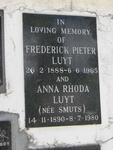 LUYT Frederick Pieter 1888-1965 & Anna Rhoda SMUTS 1890-1980
