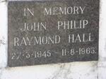 HALL John Philip Raymond 1945-1963