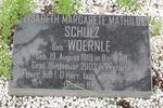 SCHULZ Elisabeth Margarete Mathilde nee WOERNLE 1919-2003