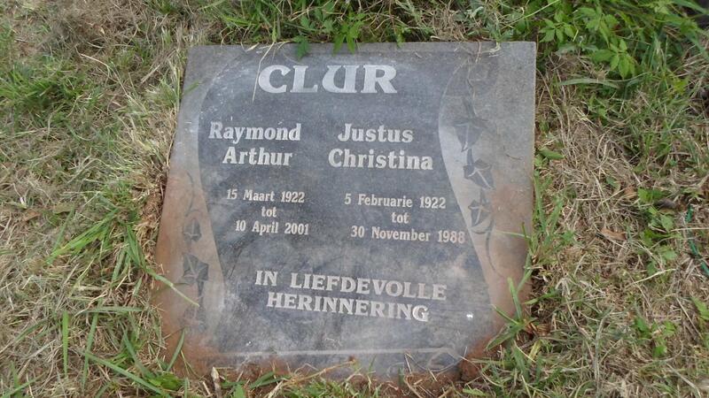 CLUR Raymond Arthur 1922-2001 Justus Christina 1922-1988