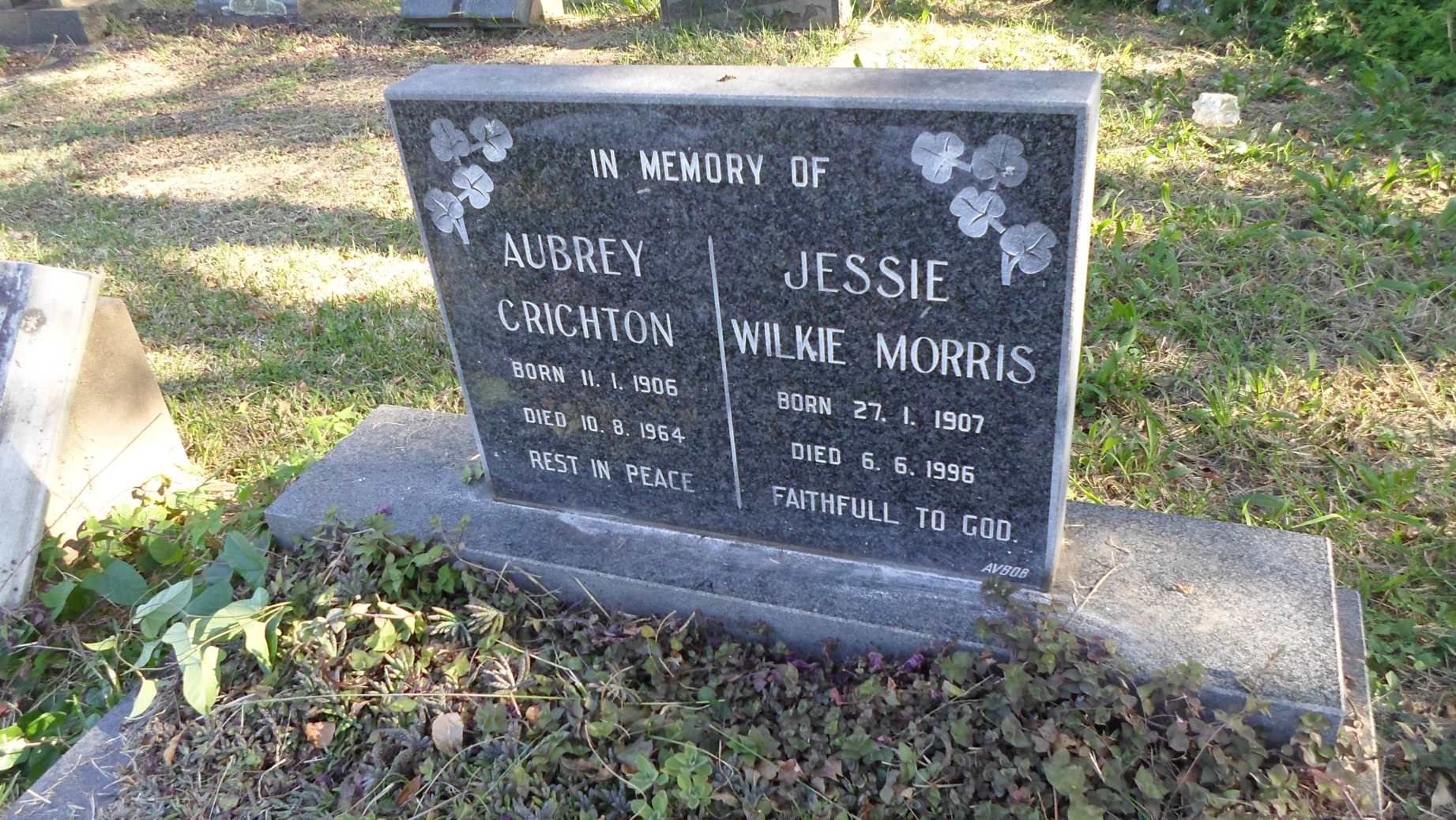 CRICHTON Aubrey 1906-1964 :: MORRIS Jessie Wilkie 1907-1996