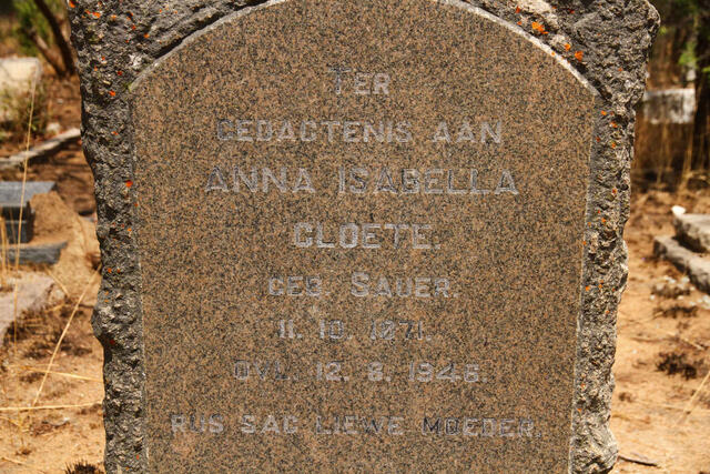 CLOETE Anna Isabella nee SAUER 1871-1946