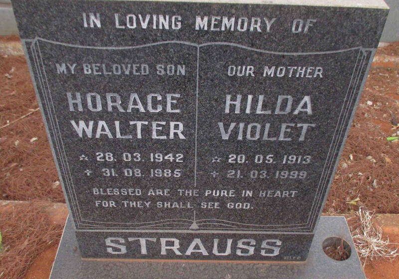 STRAUSS Hilda Violet 1913-1999 :: STRAUSS Horace Walter 1942-1985