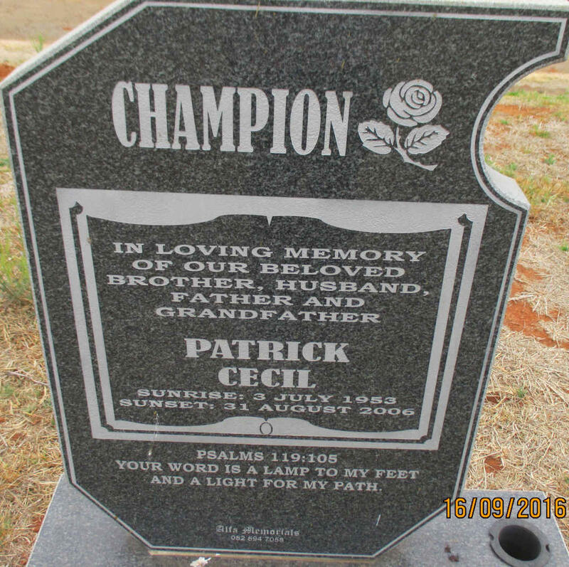 CHAMPION Patrick Cecil 1953-2006