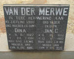 MERWE Jan C., van der 1922-1983 & Dina 1927-1981