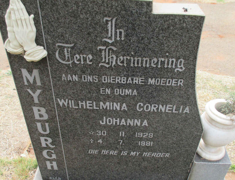 MYBURGH Wilhelmina Cornelia Johanna 1928-1981