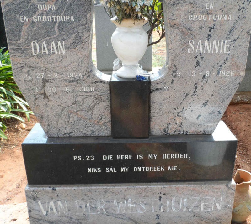 WESTHUIZEN Daan, van der 1924-2001 & Sannie 1926-