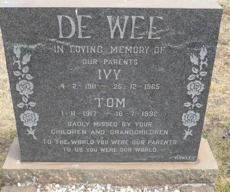 WEE Tom, de 1917-1992 & Ivy 1911-1965