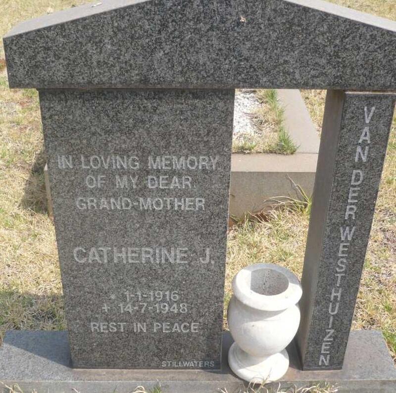 WESTHUIZEN Catherine J., van der 1916-1948
