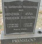 PRINSLOO Hendrik Frederik 1923-2005 & Anna Elizabeth 1924-2002