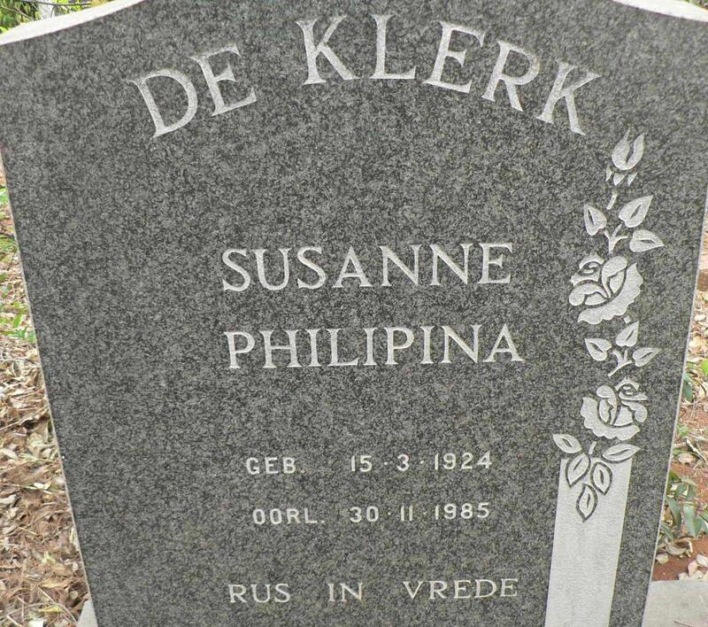 KLERK Susanne Philipina, de 1924-1985
