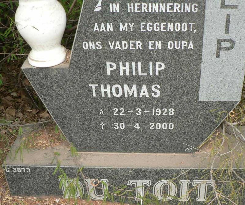 TOIT Philip Thomas, du 1928-2000