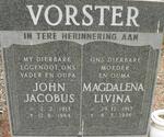 VORSTER John Jacobus 1913-1984 & Magdalena Livina 1915-1996
