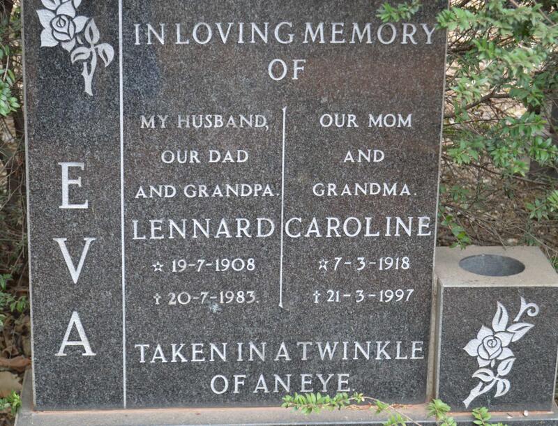 EVA Lennard 1908-1983 & Caroline 1918-1997