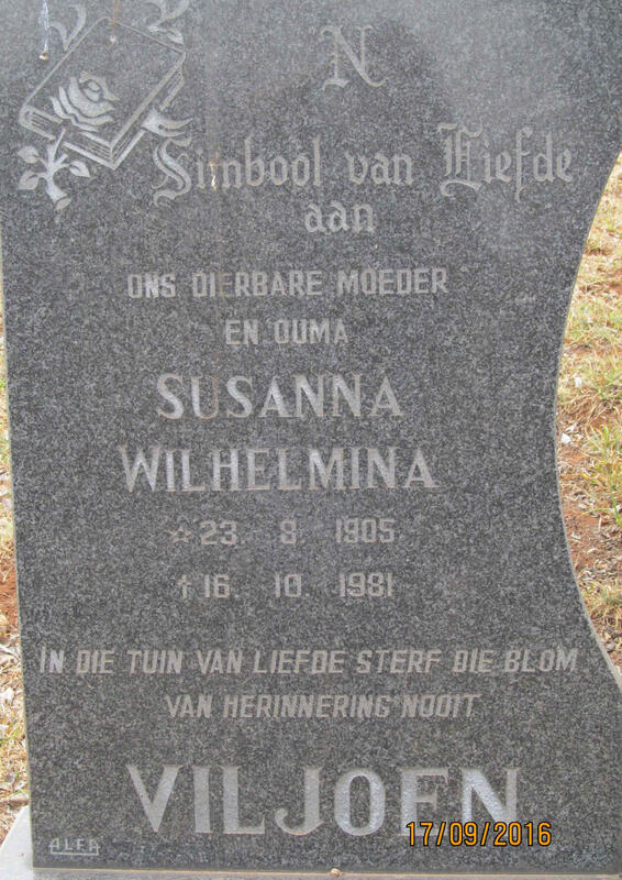 VILJOEN Susanna Wilhelmina 1905-1981