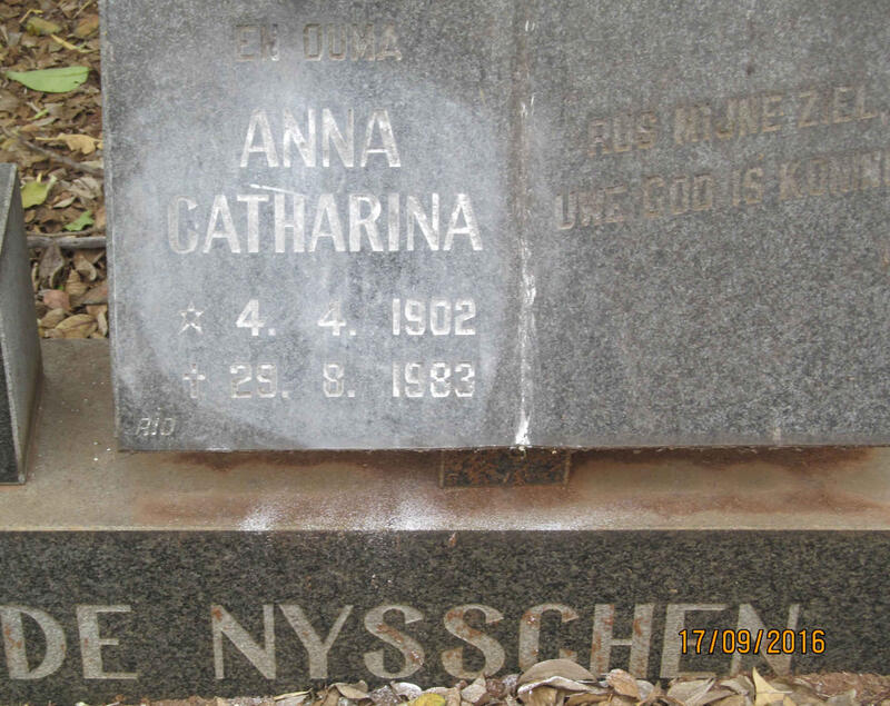 NYSSCHEN Anna Catharina, de 1902-1983