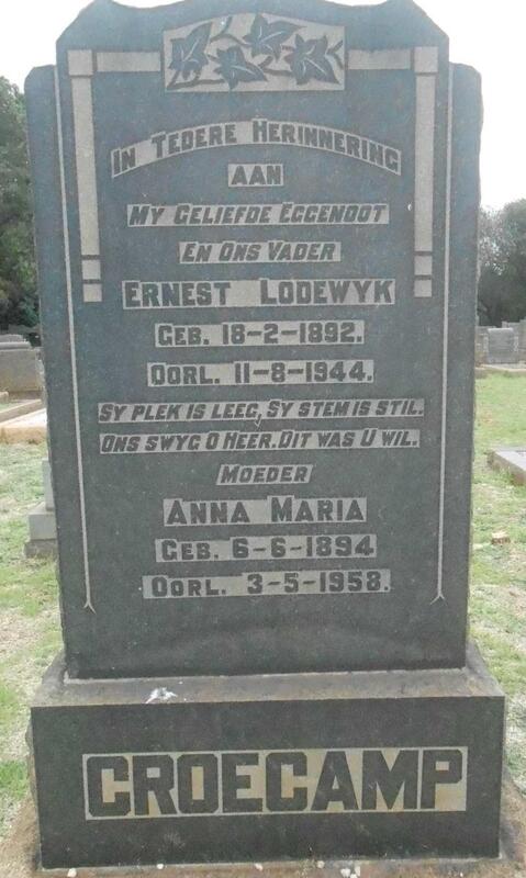 CROECAMP Ernest Lodewyk 1892-1944 & Anna Maria 1894-1958