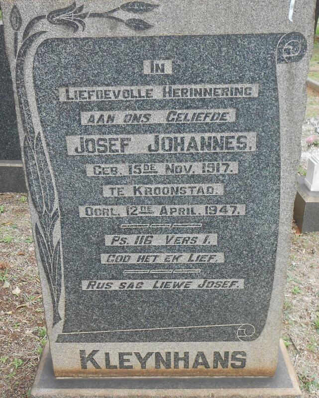 KLEYNHANS Josef Johannes 1917-1947