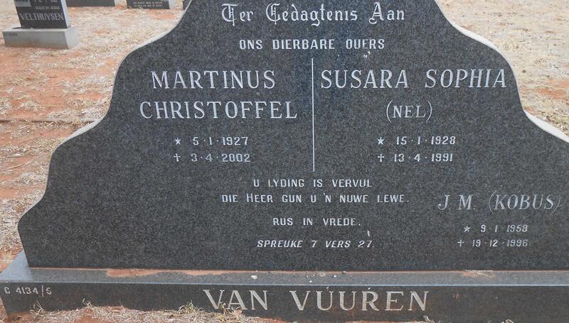 VUUREN Martinus Christoffel, van 1927-2002 & Susara Sophia NEL 1928-1991 :: VAN VUUREN J.M. 1958-1996