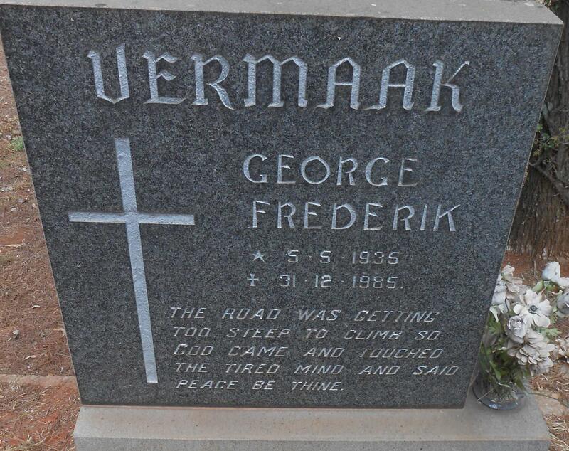 VERMAAK George Frederik 1935-1985
