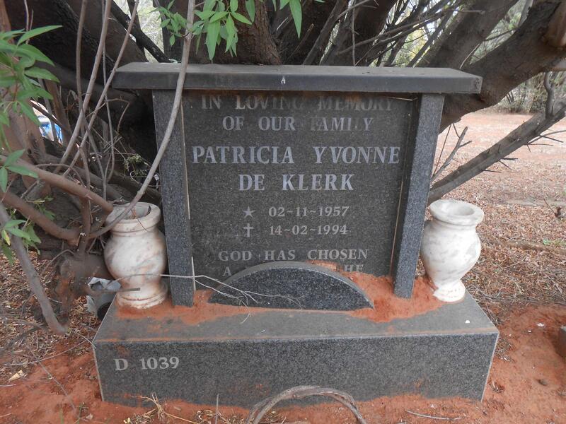 KLERK Patricia Yvonne, de 1957-1994