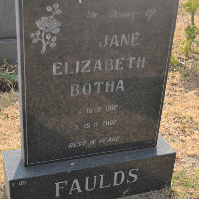 FAULDS Jane Elizabeth Botha 1912-2002
