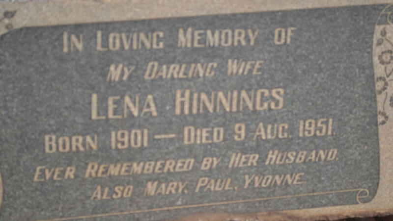 HINNINGS Lena 1901-1951