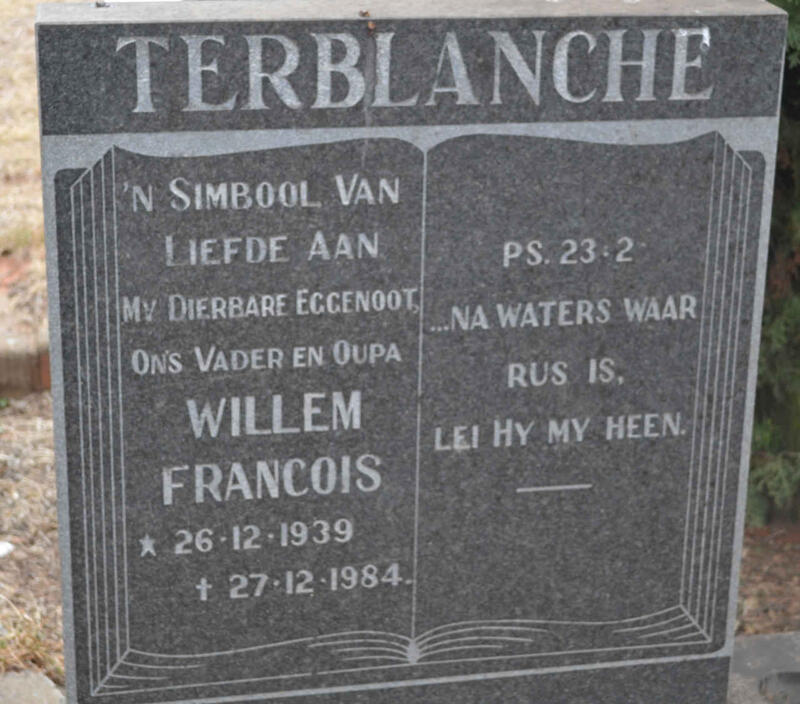TERBLANCHE Willem Francois 1939-1984