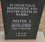 MULDER Hester S. nee VORSTER 1952-1983