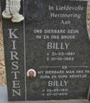 KIRSTEN Billy 1931-2010 :: KIRSTEN Billy 1961-1983