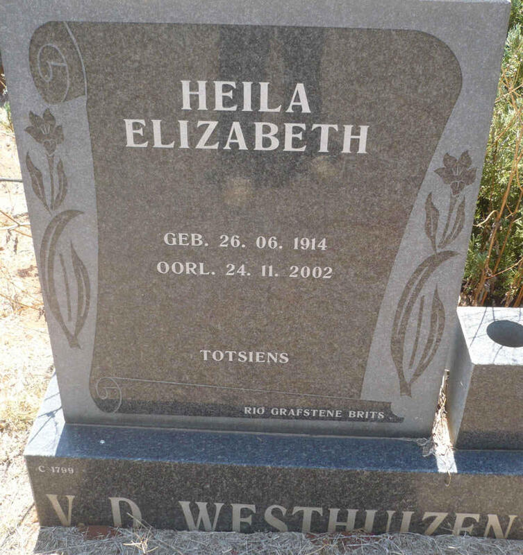 WESTHUIZEN Heila Elizabeth v.d. 1914-2002