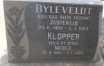 BYLEVELDT Jaspertjie 1968-1969 :: KLOPPER Nicole 1999-2003