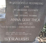 STRAUSS Anna Dorethea nee KOTZE 1913-1965