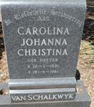 SCHALKWYK Carolina Johanna Christina, van DREYER 1891-1981