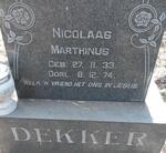 DEKKER Nicolaas Marthinus 1933-1974