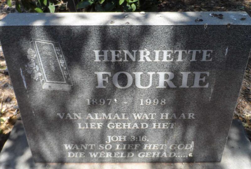 FOURIE Henriette  1897-1998