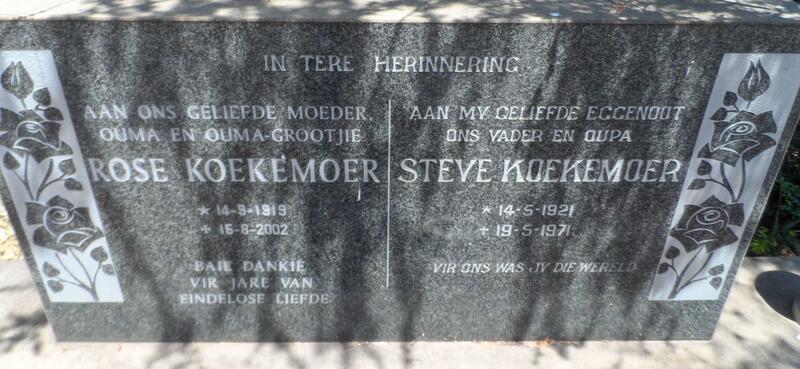 KOEKEMOER Steve 1921-1971 & 1919-2002