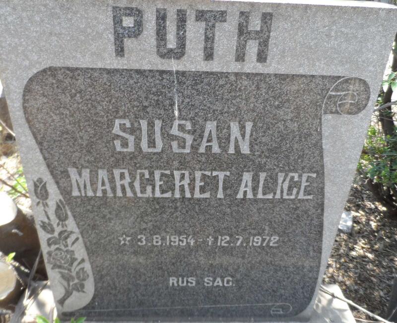 PUTH Susan Margeret Alice 1954-1972