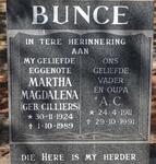 BUNCE A. C. 1911-1991 & Martha Magdalena CILLIERS 1924-1989