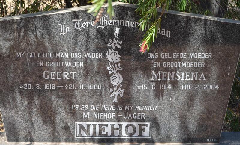 NIEHOF Geert 1913-1980 & Mensiena 1914-2004