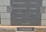 VORSTER Barend Johannes 1914- & Maria Christina Elizabeth DE BEER 1921-1973