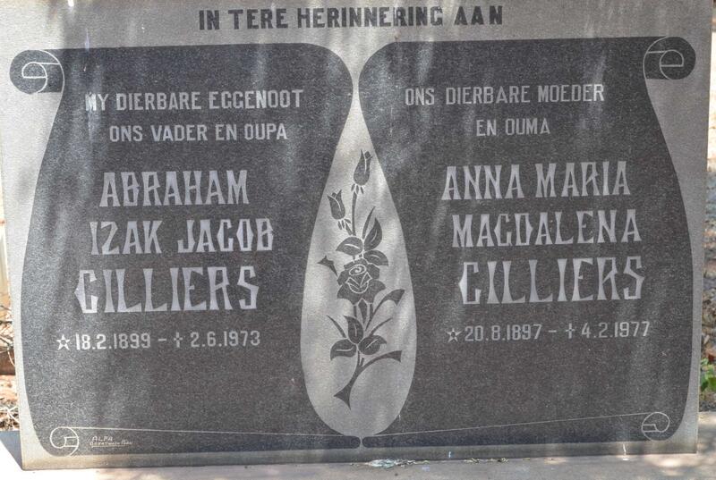CILLIERS Abraham Izak Jacob 1899-1973 & Anna Maria Magdalena 1897-1977