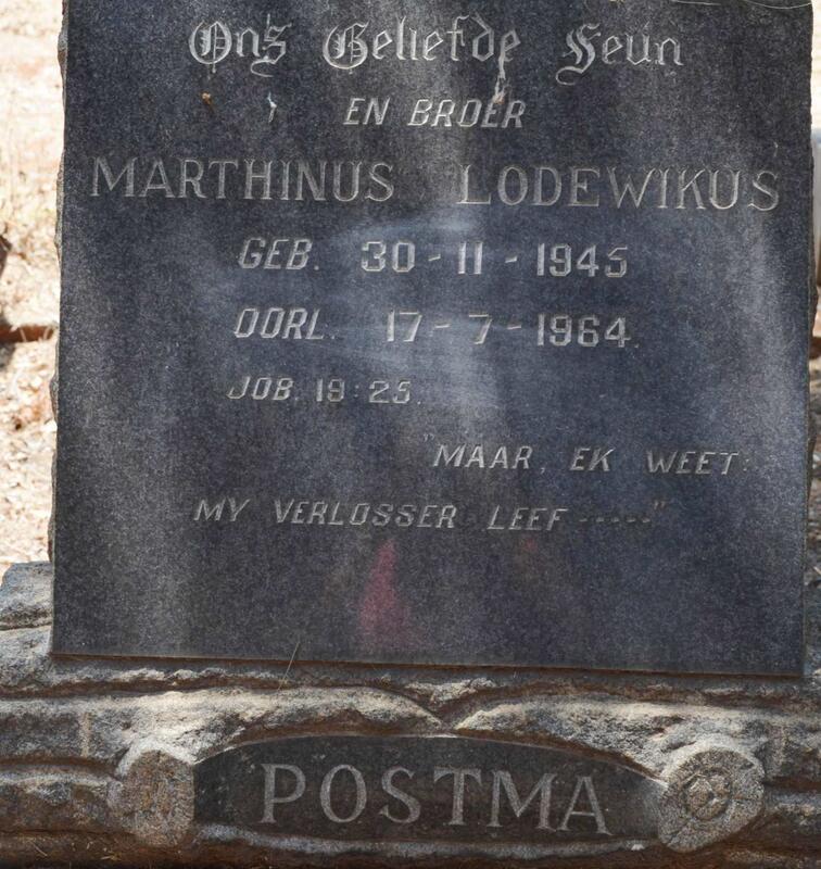 POSTMA Marthinus Lodewikus  1945-1964