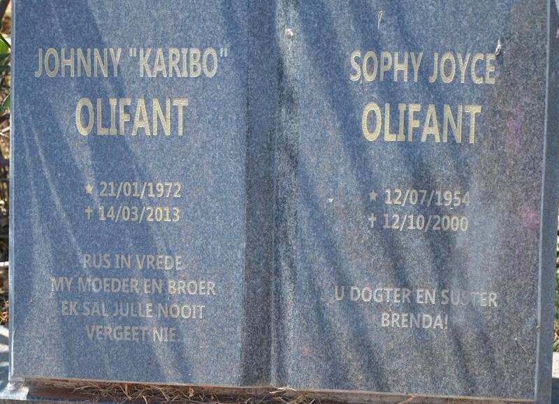 OLIFANT Sophie Joyce 1954-2000 :: OLIFANT Johny 1972-2013
