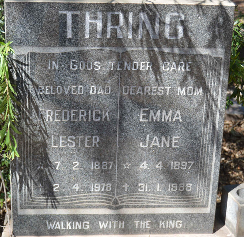 THRING Frederick Lester 1887-1978 & Emma Jane 1897-1988
